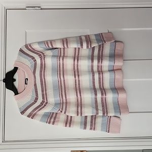 NWT. Lands' end. White/blue/pink striped sweater. XL(P)